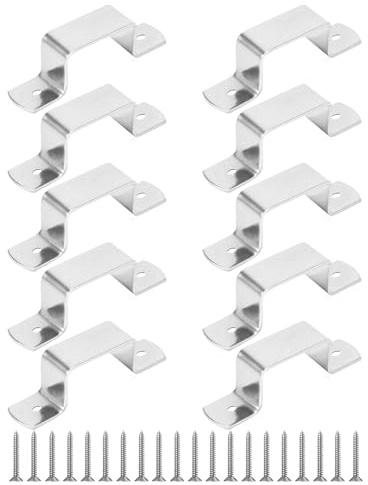 Fence Post Security Brackets, 10Pcs 80mm×20mm Fence Panel Clips 304 Stainless Steel Anti Rattle Bracket with Screws Post Clamp Bracket for Concrete or Wood Fences (Length 80mm, Height 30mm)