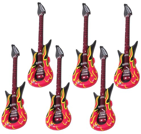 GARIOUANS Chitarra Gonfiabile Portatile in Pvc Per Bambini, Giocattolo Musicale Riutilizzabile, Decorazione Festa e Oggetto Di Scena, Set Da 6 Pezzi Facile Da Gonfiare e Riporre
