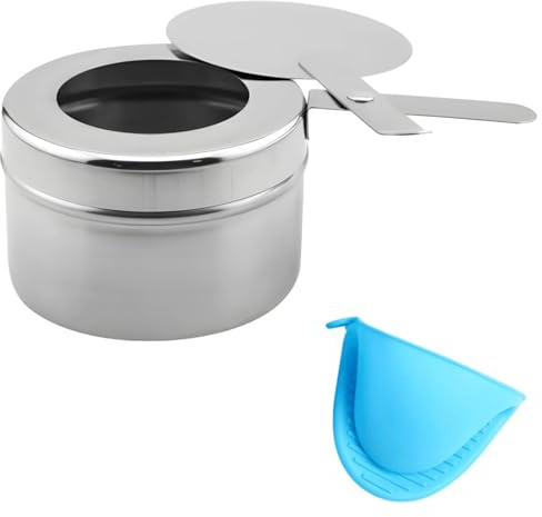 yeeplant Soporte de combustible con tapa, incluye guante de silicona resistente al calor, bote de combustible de acero inoxidable, bufé para fiestas al aire libre