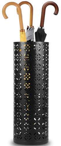 harupink Schirmständer Regenschirmständer aus Metall, Modernes Cutout-Design Schirmständer Regenschirm, Ø15 x H42cm, runder Regenschirmhalter für Gehstöcke & Regenschirme (Schwarz C)