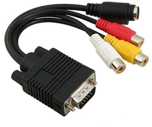 Angoily Vga to Rca Converter Adapter Cable for Svga to S-video Home Cinema Tv Video Cables