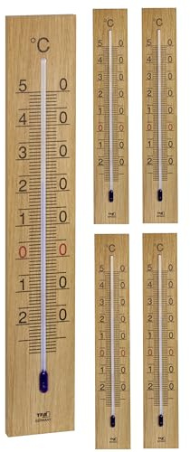 TFA Dostmann Analoges Innen Außen Thermometer aus Eichenholz, 12.1059.01, 27,40 cm groß, Gartenthermometer, Thermometer für Haus und Zimmer, zum Hängen, gut ablesbare Skala, braun (5)