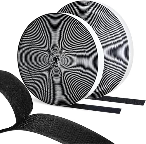 Klettband Selbstklebend Extra Stark (10 m X 2 cm), Haken und Loop Band Klebepad, für Fliegengitter, Couch Moskitonetze, Wände, Boden, Tür, Gläser Schwarz Doppelseitiges Klettband