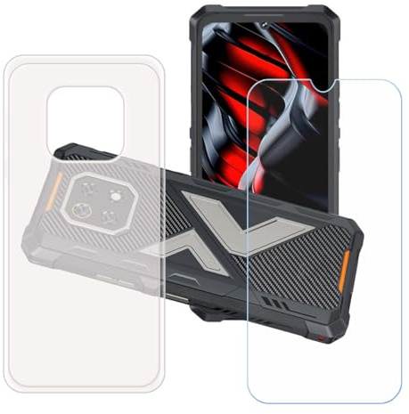 GYDQQKJ Funda para Cubot King Kong ES3 + Vidrio Protector de Pantalla Cristal Templado Film, Translúcido Suave TPU Silicona Cover Carcasa Caso Case para (6.75)