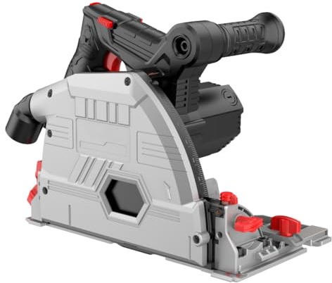 Akku-Tauchkreissäge, 1200W Tauchsäge mit 1.4m Führungsschiene, Handkreissäge 45° Schnitte Schrägstellung, Ø165mm 40 Zähne Handkreissäge 5000 U/min, 57mm Schnitttiefe, für Hartholz Sperrholz Laminat