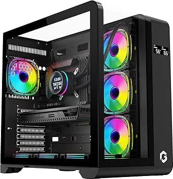 GAMEON GO-INFINITY-M SPCC Steel/Glass Mid Tower Gaming Case, Black, ATX/Micro-ATX/Mini-ITX Compatible, ATX PSU, Air/Liquid Cooling, ARGB