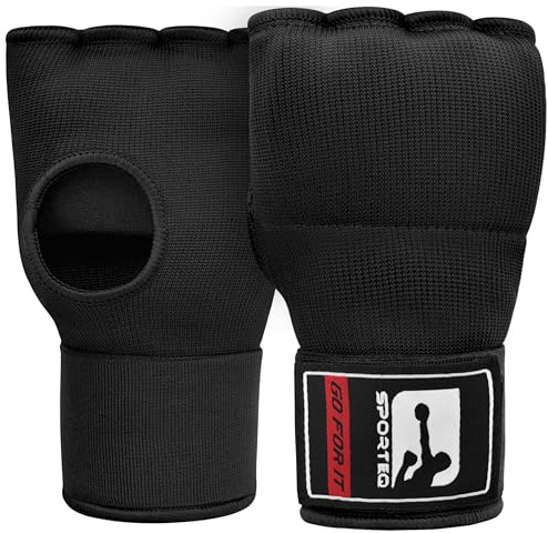 Sporteq Gel Boxing Wraps – Inner Gloves for Boxing with Knuckle Protection & 100cm Wrist Wrap for MMA, Muay Thai, Kickboxing & Bag Training