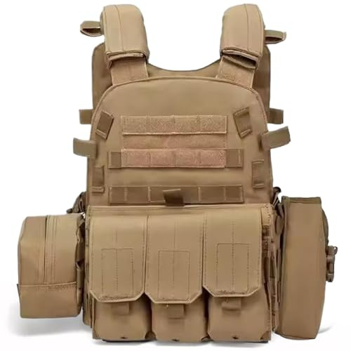 Uanqfegy Airsoft-Weste, multifunktionaler Molle-Plattenträger – verstellbare, atmungsaktive Weste für Outdoor, Training, Sicherheit