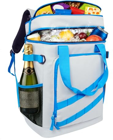 Mochila refrigeradora de 40 l, ligera con abridor de botellas, para playa, viajes, camping y almuerzo (Greyblue)