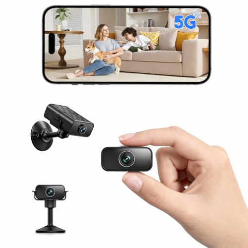 Mini Kamera, 4K HD Überwachungskamera Innen mit 150° Weitwinkel & Nachtsicht, WLAN 2,4 & 5 GHz Kamera Überwachung Innen, Intelligente Bewegungserkennung, Live Übertragung via Handy App-Tintenschwarz