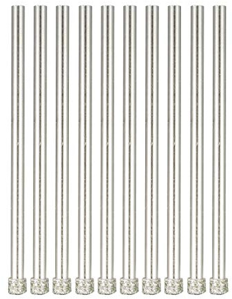 sourcingmap 10pcs 1/8(3mm) Diamond Coated Hole Saw Drill Bits for Glass Ceramic Tile Marble Rock Porcelain Bottles Pots Brick