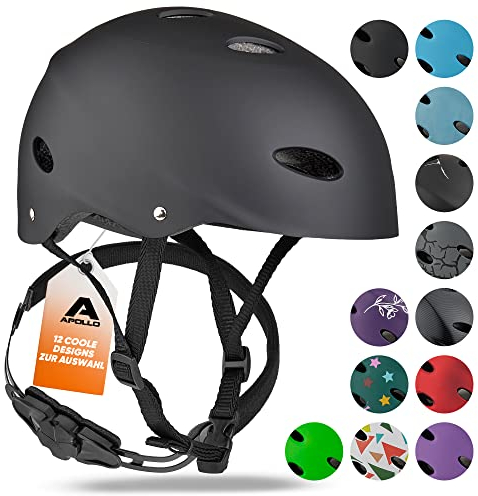 Apollo Skate-Helm/Kinder-Helm - Verstellbarer Skateboard, Scooter, BMX-Helm, mit Drehrad-Anpassung geeignet für Kinder, Erwachsene, in verschiedenen Größen und Farben