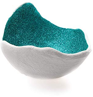stoamandal Lichtschale in glitter - smaragd, Beton weiß (Größe S - 15 cm) – Handgefertigte Eleganz für Ihr Zuhause