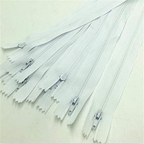 Pilang zxxin-Reißverschluss 100 stücke 3# geschlossene Nylon-Spulen-Reißverschlüsse Schneider-Nähkunst, (10n) 25cm, Zubehör Handwerk (Color : White, Length : 10inch)