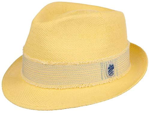 Stetson Pertasco Toyo Trilby Strohhut Unifarben Garniturband Damen Herren Frühjahr Sommer pastellgelb S (54-55 cm)