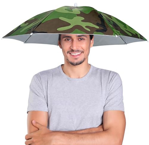 NLDGDZJ Fishing Umbrella Hat, Lightweight Hands-Free Design with Adjustable Headband, Head Umbrella Hats for Adults Women & Men, 8-Rib Sun Rain Cap for Fishing, Gardening, Camping & Outdoor Use