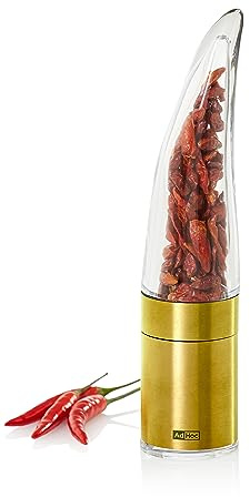 AdHoc Pepe Chilischneider – manuelle Chilimühle mit Edelstahl-SchneidWerk | Gewürzmühle für getrocknete Chilischoten | kompakter Chili Zerkleinerer | Handmühle für Küche & als Geschenkidee
