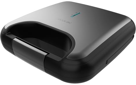 Cecotec Sandwichera Rock’nToast Combo. 800 W, 2 Sándwiches con Acabados en Acero Inoxidable, 3 Placas Intercambiables con Revestimiento Antiadherente, Libre de PFOA, Asa Tacto Frío