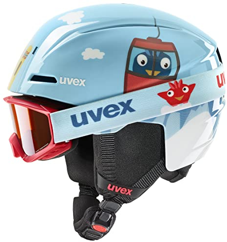uvex viti set - leichte, stylische Kombination aus dem viti Skihelm und der speedy pro Skibrille für kleine Kinder - light blue birdy - 51-55 cm