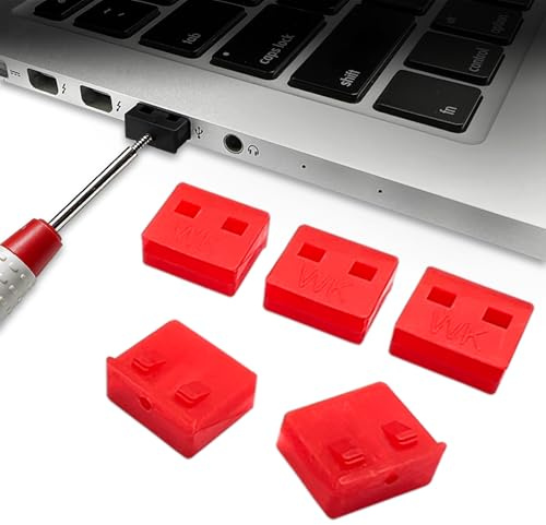 10Pcs USB Port Lock with 1 Keys, Locking USB Port/Dust Blocker, USB Dust Cover Cap Female Port Plugs Protector, Compatible with Computer,TV,Router,USB Devices(Red)