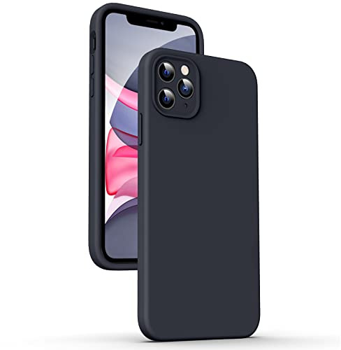 Supdeal Liquid Silicone Case for iPhone 11 Pro, [Flat Edge Design] [Camera Protection] [Anti Fingerprint] 4 Layers Protect Scratch Proof Anti Drop Microfiber Phone Cover, 5.8, Black
