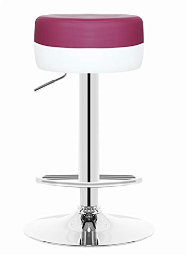 Bar Stool PU Soft Seat Round Built-in Footrest Gas Lift Adjustable Height 360 Degrees Swivel 7 Colors (Color : Black) (Purple)