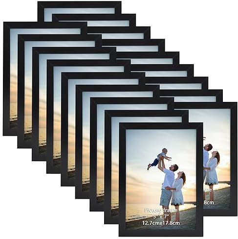 EYMPEU Bilderrahmen 13x18 CM 18er-Set, für Wand und Tisch, geeignet für den Einsatz in Büros und Wohnungen, Schwarz