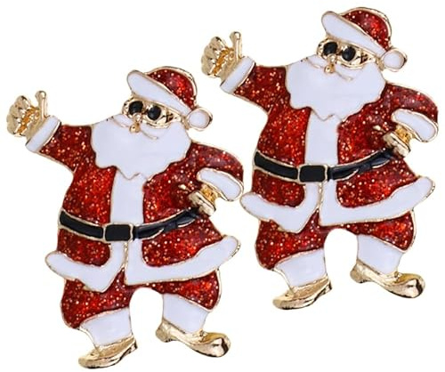 VALICLUD 2 StüCk Weihnachtsbrosche Weihnachtsmann Anstecker Brosche Pin Weihnachtskleidung Dekoration FüR Festliche Weihnachtsfeier Und AlltäGlichen Gebrauch
