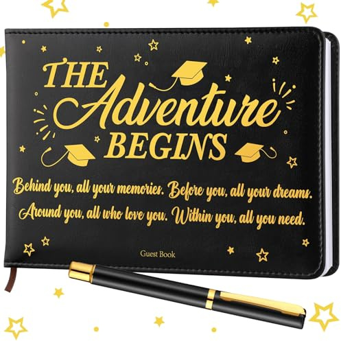 Geyoga 2026 Graduation Guest Book with Pen Graduation Guest Sign in Book Class of 2026 Memory Scrapbook for College Graduates Signature Congrats Gifts Idea Grad Party Supplies, 6 x 8 Inch(Black)