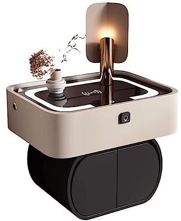 Elegant bedside table Smart Led Nightstand Wood End Table Wireless 2 Drawer Bedside Table Usb Type-c Bluetooth Fingerprint Lock Bedside Cabinet Side Table