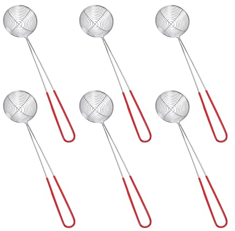Colador de 6 piezas de acero inoxidable, utensilios de cocina finos, cucharas para picar perlas, colador de cocina, colador con asa, colador de cocina, colador de malla fina