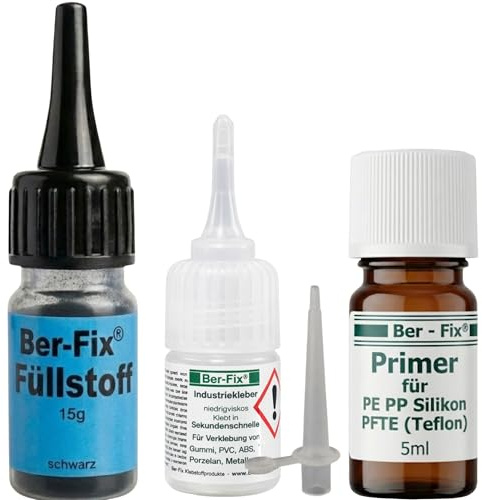 Ber-Fix Primer-Füllstoff Set 5g + 15g + 5ml PE PP Schweißnaht schwarz Feind | Primer-Füllstoff Set 5g + 15g + 5ml PE PP Schweißnaht schwarz Feindüsen: Primer-Füllstoff-System für PE