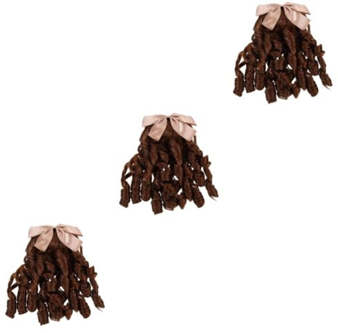 Housoutil 3pcs Retro Hairpiece Curly Ponytail Wig Girl Fake Ponytail Cosplay Headdress for Women Hair Accessory Wedding Guest