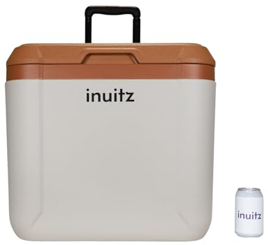 Inuitz Frigorifero portatile da 50 litri, frigorifero da spiaggia, frigorifero piccolo portatile, frigorifero da spiaggia, frigorifero da campeggio, frigorifero con ruote, frigorifero portatile con