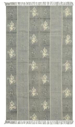 CASAVANI Kelim Teppich, 20,3 x 25,4 cm, für Wohnzimmer, Flachgewebe, grau/beige, Baumwollteppich, Stickerei, waschbar, für drinnen und draußen, Teppiche für große Fläche, Esszimmer, Flur, Zimmer,