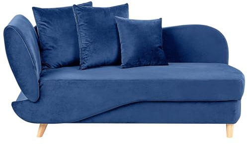 Chaiselongue Samt blau linksseitig mit Stauraum Kissen modern Meri II
