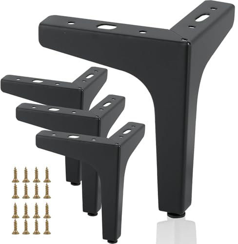 Pied de Meuble Modern, Lot de 4 Pieds de Table en Métal Triangulaires pour Meuble Canapé Table Basse Meuble TV et Autres (Noir-13cm)