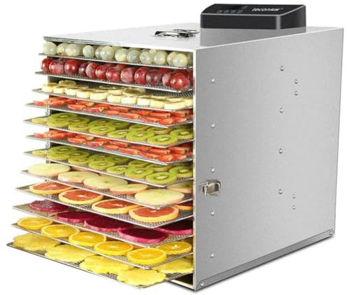 Secador De Aire For Deshidratación De Alimentos con 12 Bandejas For Verduras, Carne Seca, Snacks For Mascotas, Máquina For Deshidratar Alimentos Y Frutos Secos, Control De Temperatura Ajustable De 30