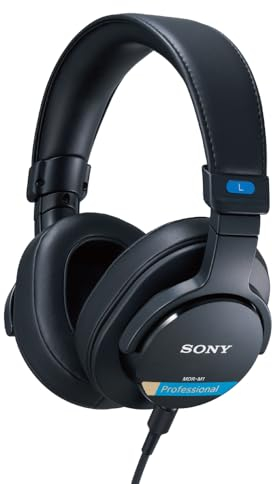 Sony MDR-M1 Auriculares de Estudio Cerrados - Cableados, reproducción de Banda Ultra Ancha (5Hz - 80 kHz), para Estudios y Mezclas, Ligeros 216g, Incluyen 2 Cables extraibles, Negro