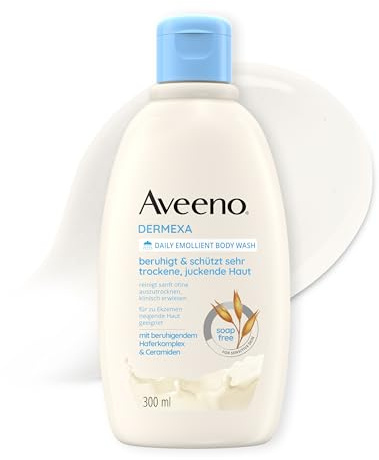 Aveeno Dermexa Crema de ducha vegana sin jabón, 300 ml, con complejo de avena calmante para pieles muy secas, picantes, sensibles y propensas a eccemas neurodermatitis