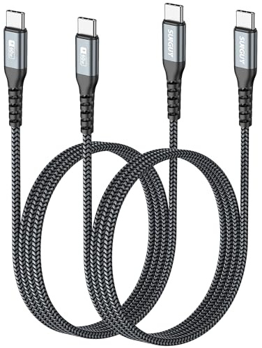 SUNGUY Cable USB C vers USB C, 2 pièces 1M PD 60W Cable USB C charge rapide, Cable USB Type C pour iPhone 16/15 Pro Max, MacBook Pro, iPad Pro 2020, MacBook Air, Galaxy S24 S23, Huawei P30, Xiaomi