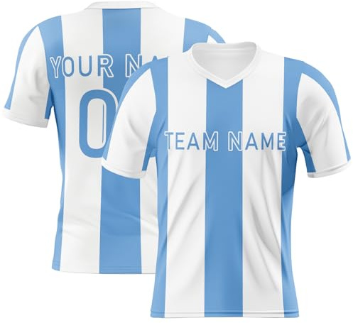 Camiseta de fútbol argentino vintage blanco y azul, camiseta argentina 50 para hombres, mujeres y niños, insignia de nombre del equipo personalizado, talla 2XS-5XL, Blanco y azul., 4XL