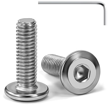 Tunejoy Tornillos de Cabeza Plana M6 x 20 mm Tornillo de Cabeza Hexagonal de Acero Inoxidable A2 V2A Perno de Muebles con llave Allen Rosca Completa 20 Piezas