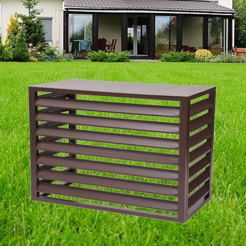 Clôture brise-vue robuste marron pour jardin, terrasse, pelouse, unité de climatisation extérieure, housse de protection en aluminium (1,5P)