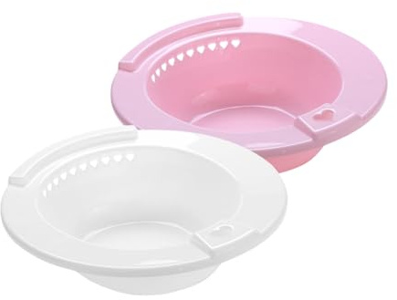 ERINGOGO 2 Stück Sitzbadewanne aus Geprüftem Hitzebeständigem Kunststoff Platzsparend mit Wandhalterung Medizinisches Sitzbad für Damen Senioren und Schwangere