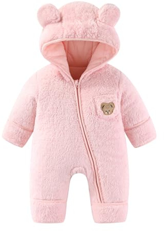 JiAmy Nyfödd Baby Snödräkt Fleece Vinter Snösaker 0-12 Månader, 0-3 Months