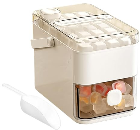Ice Tray with Lid, Large Square Ice Maker with Storage Bin, Easy Release Ice Tray Moulds for Cocktail Whiskey, Reusable 2-Layer Portable Ice Mould