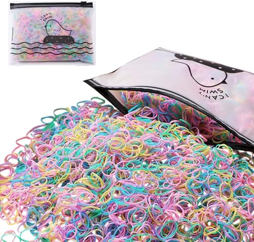 1000Pcs Elastic Hair Bands, Small Hair Elastic Bands, Small Elastics for Kids Hair, Braids Ponytail Hair (Mixed Colours)