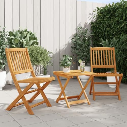 GCHDHAPB Gartenmöbel-Set, 3-teilig, zusammenklappbar, Massivholz, Akazie