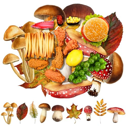 Gersoniel 180 Pcs Autumn Parchment Paper Leaves 8.7 x 4.3 in Thanksgiving Fall Maple Leaf Cheese Board Mushroom Charcuterie Board Cheese Leaves for Festival Party Table Decorative Serving(Autumn)